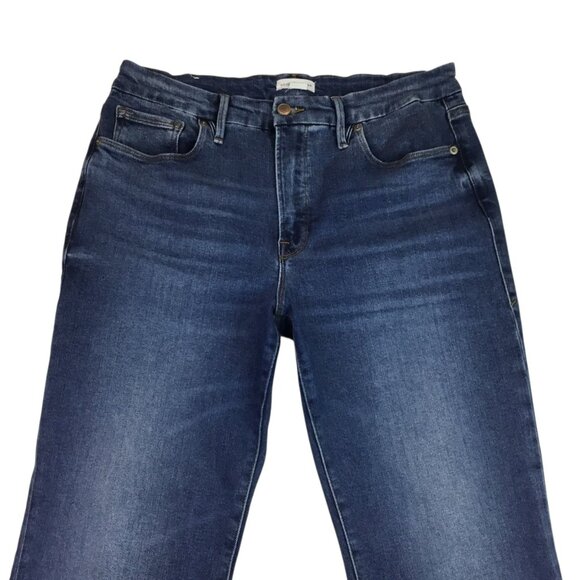 Good American Good Legs Cropped Mini Bootcut Womens 12/31 Bootcut Blue Jeans GLC - Picture 6 of 13